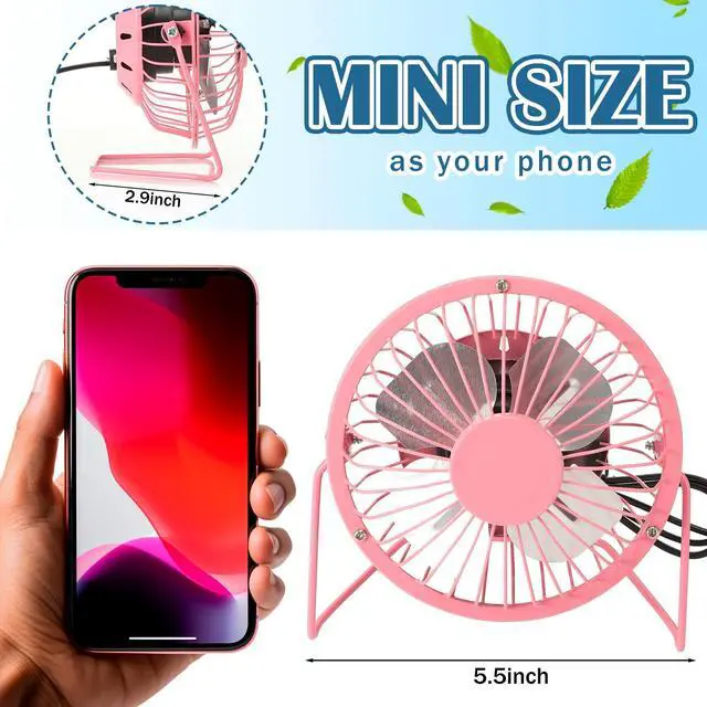 Alt view image 2 of 7 - 4 Pcs USB Desk Fan Powerful Quiet 360° Adjustable Rotation Personal Metal Mini Desk Fan Summer Small Desks Fans for Home Office Bedroom Table Airflow Cooling, USB Powered Only(Cute Color)