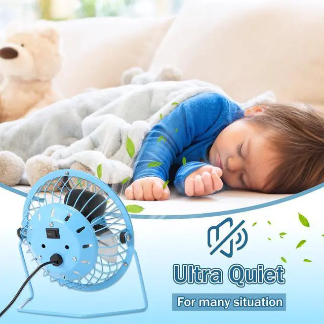 Alt view image 6 of 7 - 4 Pcs USB Desk Fan Powerful Quiet 360° Adjustable Rotation Personal Metal Mini Desk Fan Summer Small Desks Fans for Home Office Bedroom Table Airflow Cooling, USB Powered Only(Cute Color)