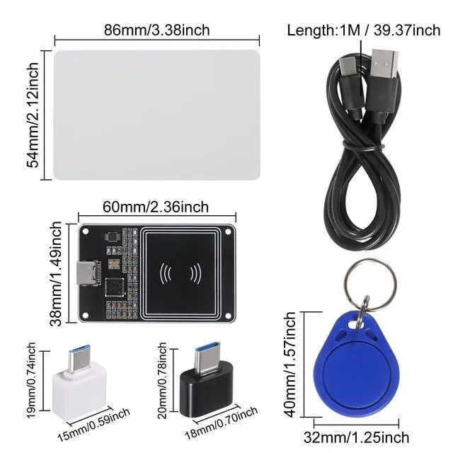 Alt view image 2 of 6 - 2Sets PN532 V2.0 NFC RFID Wireless Module V3 User Kits Reader Writer Mode IC S50 Card PCB Attenna I2C IIC SPI HSU Type C Interface for Arduino Raspberry Pi