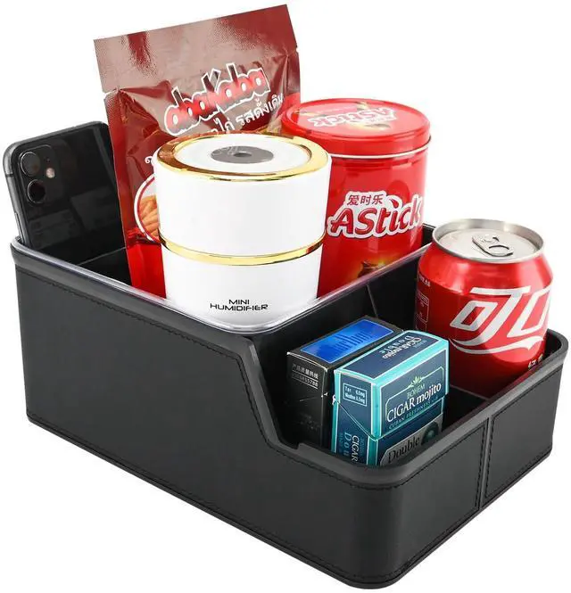 Main image of Car Storage Organizer Between Seats,Center Console Armrest Storage Box Back Seat Organizer with Small Compartment Car Interior Storage Box,Cup Holder Tray with Non-slip Mat(Black)
