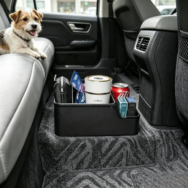 Alt view image 4 of 7 - Car Storage Organizer Between Seats,Center Console Armrest Storage Box Back Seat Organizer with Small Compartment Car Interior Storage Box,Cup Holder Tray with Non-slip Mat(Black)