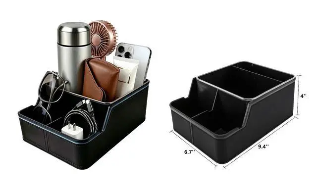 Alt view image 6 of 7 - Car Storage Organizer Between Seats,Center Console Armrest Storage Box Back Seat Organizer with Small Compartment Car Interior Storage Box,Cup Holder Tray with Non-slip Mat(Black)