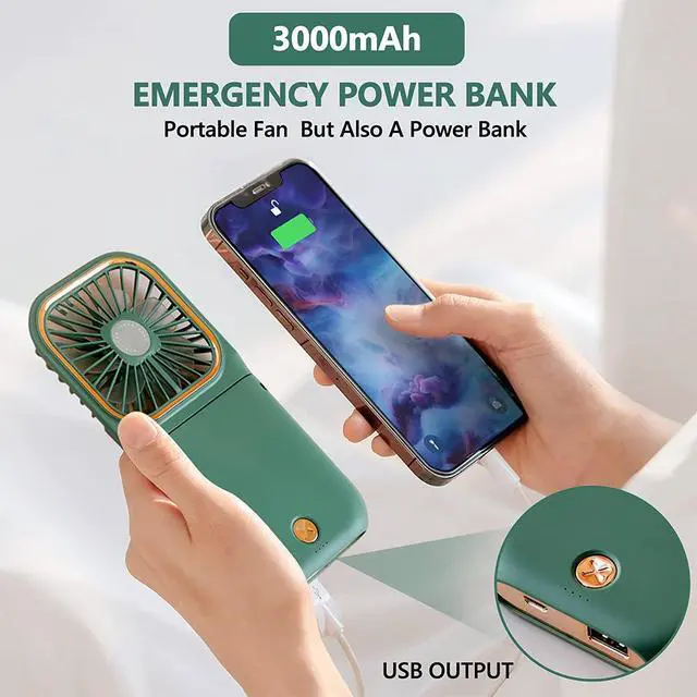 Alt view image 3 of 7 - Portable Neck Fan Mini Quiet Handheld Personal Foldable USB Rechargeable Fan with Phone Holder founction for Home Office Outdoor Travel, Hands Free Necklace Fans