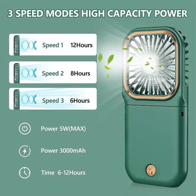 Alt view image 5 of 7 - Portable Neck Fan Mini Quiet Handheld Personal Foldable USB Rechargeable Fan with Phone Holder founction for Home Office Outdoor Travel, Hands Free Necklace Fans