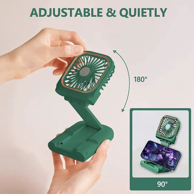 Alt view image 6 of 7 - Portable Neck Fan Mini Quiet Handheld Personal Foldable USB Rechargeable Fan with Phone Holder founction for Home Office Outdoor Travel, Hands Free Necklace Fans