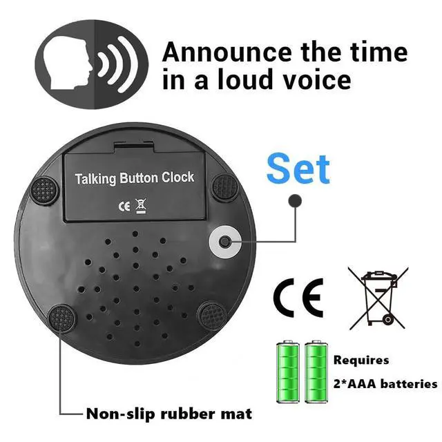Alt view image 3 of 7 - Large Talking Button Clock with Sleep Mode Function, Talking Alarm Clock Tells Time, Day and Date, Talking Alarm Clock Good for the Hard of Hearing and Visually Impaired to Track Date and time