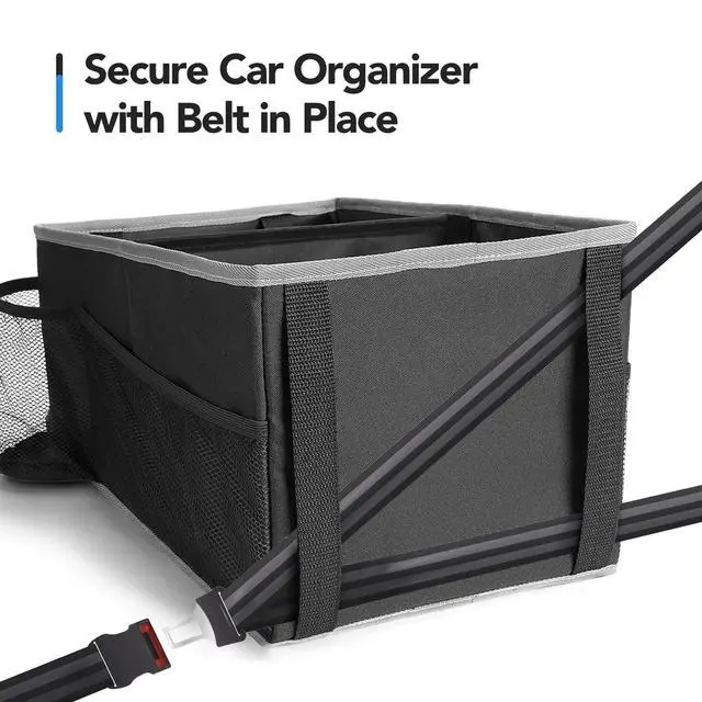 Alt view image 3 of 7 - Car Seat Organizer - Backseat Car Organizer with Cup Holders, Car Storage Organization for Front Back Passenger Seat, Road Trip Essentials Kids for Travel Car Accessories, Black