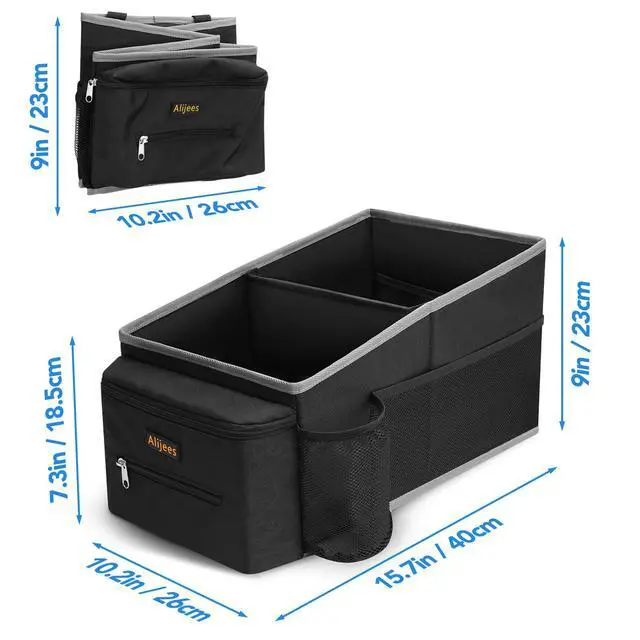 Alt view image 2 of 7 - Car Seat Organizer - Backseat Car Organizer with Cup Holders, Car Storage Organization for Front Back Passenger Seat, Road Trip Essentials Kids for Travel Car Accessories, Black