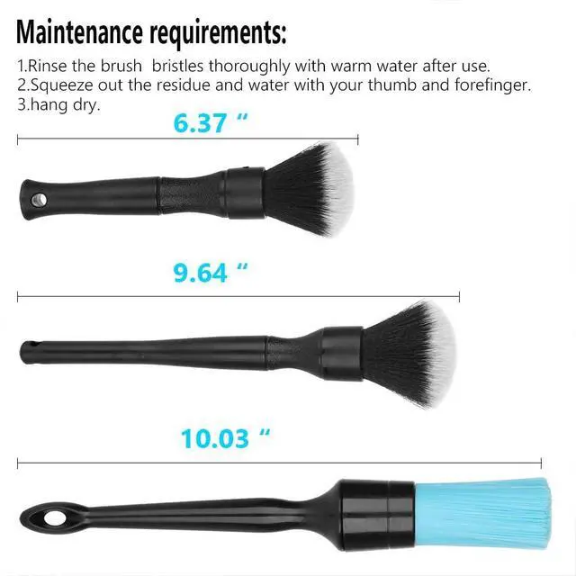 Alt view image 6 of 6 - 3 Pack Ultra-Soft Detailing Brush Set, Comfortable Grip and Scratch-Free Cleaning for Exterior, Interior Panels, Emblems, Badges, Gauge Cluster, Infotainment Screen