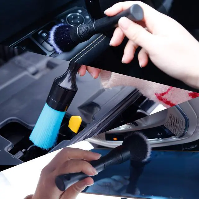 Alt view image 5 of 6 - 3 Pack Ultra-Soft Detailing Brush Set, Comfortable Grip and Scratch-Free Cleaning for Exterior, Interior Panels, Emblems, Badges, Gauge Cluster, Infotainment Screen
