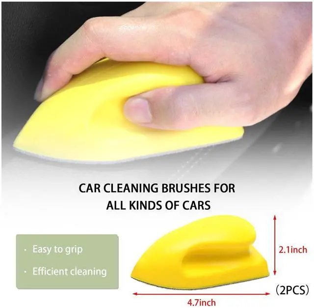 Alt view image 2 of 6 - 2PCS Nanometer Scratch-Free Car Interior Cleaning Brushes, Leather Car Seat Brusher with Easy Handle, for Vehicle Dashboand, Furniture Couch Boots Sofa, Leather Fabric