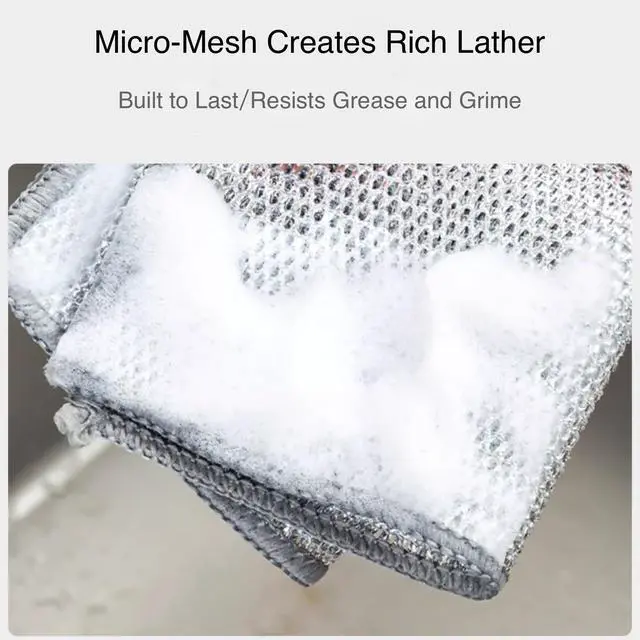 Alt view image 7 of 7 - Double Layer Steel Wire Dishcloth,Non Scratch Multipurpose Dishwashing Rag,Wet and Dry Kitchen Dish Cloths,Cookware, Microwave, Stovetop, Reusable,Scrubber Cloth 7.87'' x 7.87''