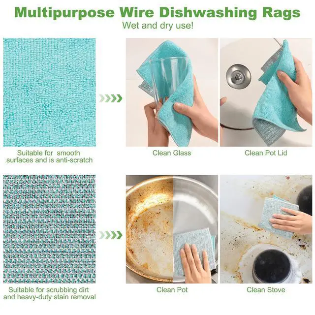 Alt view image 5 of 7 - Non Scratch Wire Dishcloth,Multipurpose Wire Dishwashing Rag,10PCS