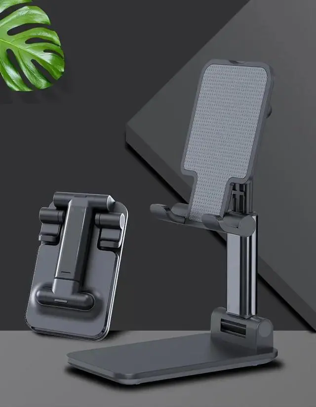 Alt view image 4 of 6 - Foldable Desktop Phone Stand, Adjustable Cell Phone Holder for Desk, Non-Slip Silicone Base, Compatible with Tablets and Phones 4-13 Inch (White)