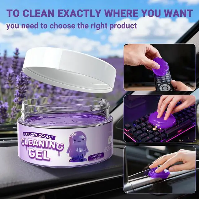 Alt view image 3 of 7 - Car Cleaning Gel Reusable(Lavender Scent) 2Pack - Dust Cleaning Putty Keyboard Slime for Car Interior Air Vent Cleaner, Auto Detailing Tools Accessories, Christmas Stocking Stuffers for Men Women