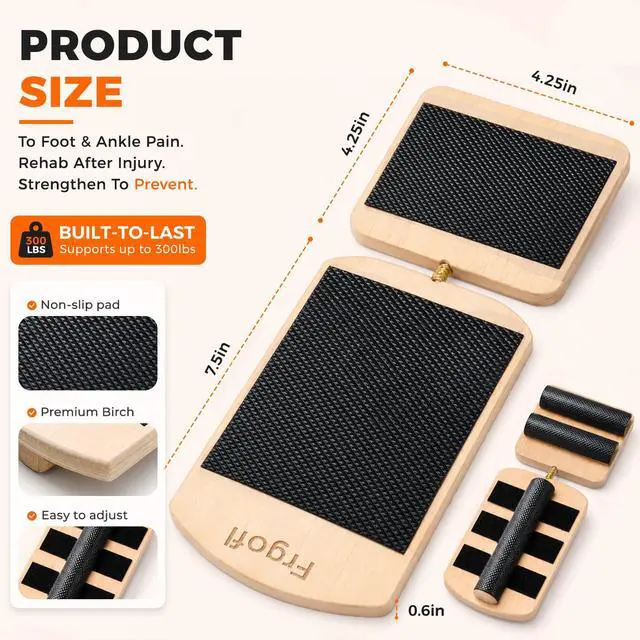 Alt view image 4 of 7 - Balance Board for Ankle Strengthening & Physical Therapy - Adjustable Single Leg Board for Recovery from Sprains, Plantar Fasciitis | Stability Trainer with Video Guide and Carry Bag