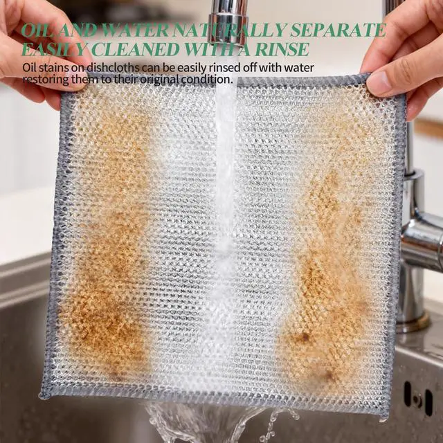 Alt view image 5 of 6 - 10PCS Non-Scratch Wire Dishcloth,Silver Mesh Dish Cloths with Diamond Weave, Reusable Multipurpose Wire Dishwashing Rags for Cookware, Glass Stovetops, and Enamel Surfaces