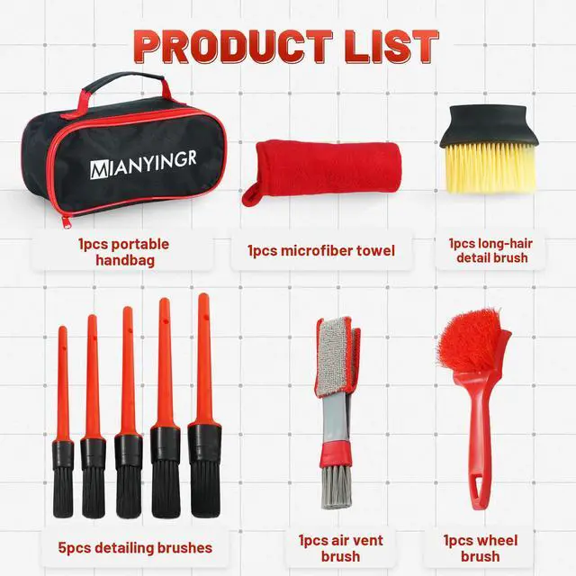 Alt view image 2 of 6 - 10Pcs Interior Detailing Brush Set, Car Vent & Dashboard Cleaner Kit with Microfiber Towel, Storage Bag (10PCS)