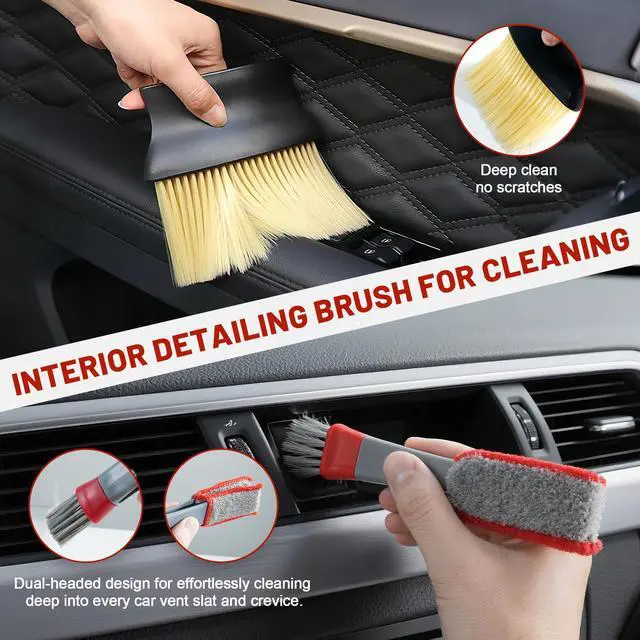 Alt view image 5 of 6 - 10Pcs Interior Detailing Brush Set, Car Vent & Dashboard Cleaner Kit with Microfiber Towel, Storage Bag (10PCS)