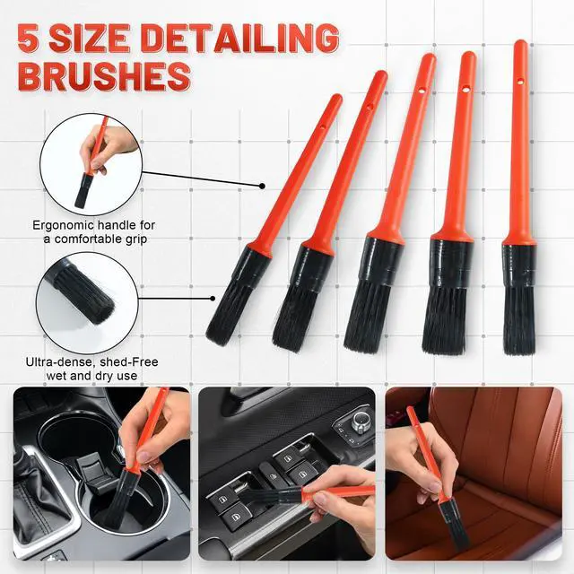 Alt view image 3 of 6 - 10Pcs Interior Detailing Brush Set, Car Vent & Dashboard Cleaner Kit with Microfiber Towel, Storage Bag (10PCS)