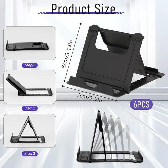 Alt view image 2 of 7 - 7 Pack Foldable Phone Stands Holder, Multi-Angle Desktop Tablet Stand Portable Universal Tabletop Phone Holder for All Mobile Smart Cell Phones Tablet Display