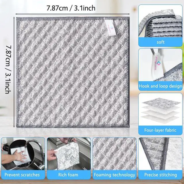 Alt view image 2 of 7 - Pcs New Upgrade 4-Layer Metal Dish Cloths, Non-Scratch Odor-Free Multipurpose Wire Dishwashing Rags for Wet Dry Use, Kitchen Cleaning Cloths for Dishes, Sinks & Stove Tops(7.87X7.87)