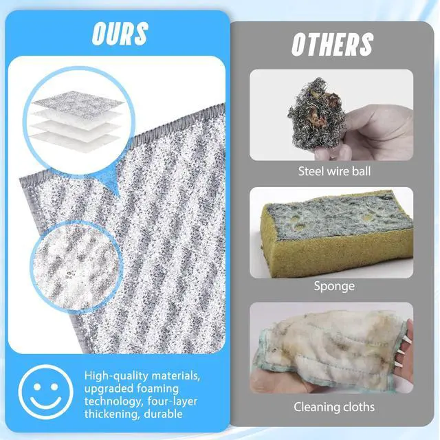 Alt view image 3 of 7 - Pcs New Upgrade 4-Layer Metal Dish Cloths, Non-Scratch Odor-Free Multipurpose Wire Dishwashing Rags for Wet Dry Use, Kitchen Cleaning Cloths for Dishes, Sinks & Stove Tops(7.87X7.87)