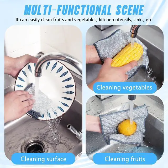 Alt view image 5 of 7 - Pcs New Upgrade 4-Layer Metal Dish Cloths, Non-Scratch Odor-Free Multipurpose Wire Dishwashing Rags for Wet Dry Use, Kitchen Cleaning Cloths for Dishes, Sinks & Stove Tops(7.87X7.87)