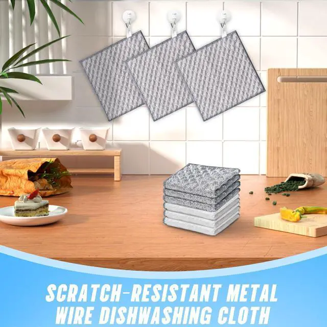 Alt view image 7 of 7 - Pcs New Upgrade 4-Layer Metal Dish Cloths, Non-Scratch Odor-Free Multipurpose Wire Dishwashing Rags for Wet Dry Use, Kitchen Cleaning Cloths for Dishes, Sinks & Stove Tops(7.87X7.87)
