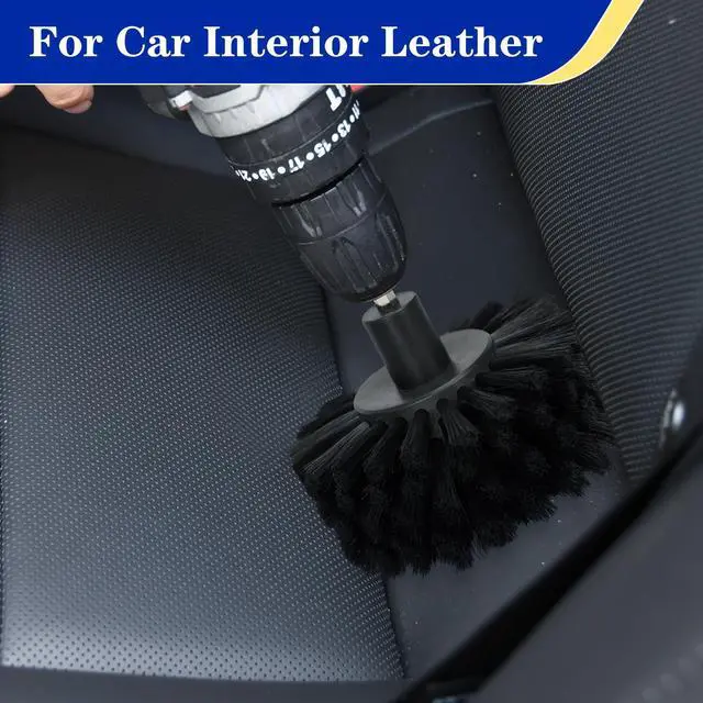 Alt view image 2 of 7 - Soft Bristle Leather Brush for Drill, for Leather, Car Interior, Car Wheel, Upholstery, Furniture, Carpet