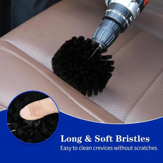 Alt view image 3 of 7 - Soft Bristle Leather Brush for Drill, for Leather, Car Interior, Car Wheel, Upholstery, Furniture, Carpet