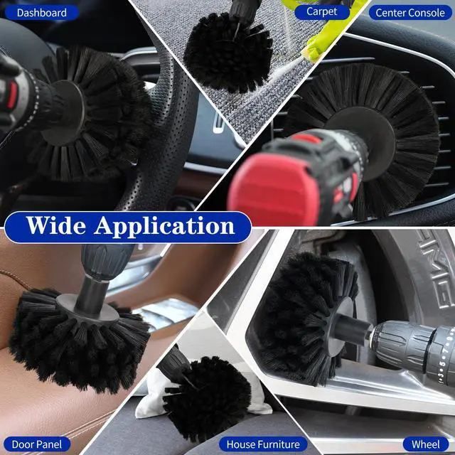 Alt view image 6 of 7 - Soft Bristle Leather Brush for Drill, for Leather, Car Interior, Car Wheel, Upholstery, Furniture, Carpet