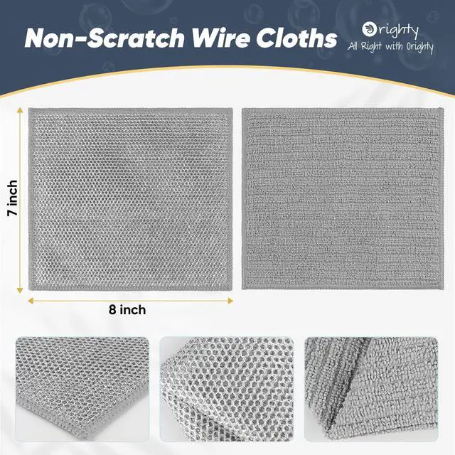 Alt view image 2 of 7 - Multipurpose Wire Dishwashing Rag 12 Pcs, Upgraded Double-Layer Non-Scratch Wire Dish Cleaning Cloths, Reusable Steel Scrubber for Kitchen, Powerful Dishcloth Rag for Cookware, Grey, 7"x8"