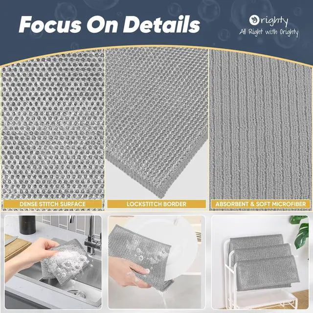 Alt view image 3 of 7 - Multipurpose Wire Dishwashing Rag 12 Pcs, Upgraded Double-Layer Non-Scratch Wire Dish Cleaning Cloths, Reusable Steel Scrubber for Kitchen, Powerful Dishcloth Rag for Cookware, Grey, 7"x8"