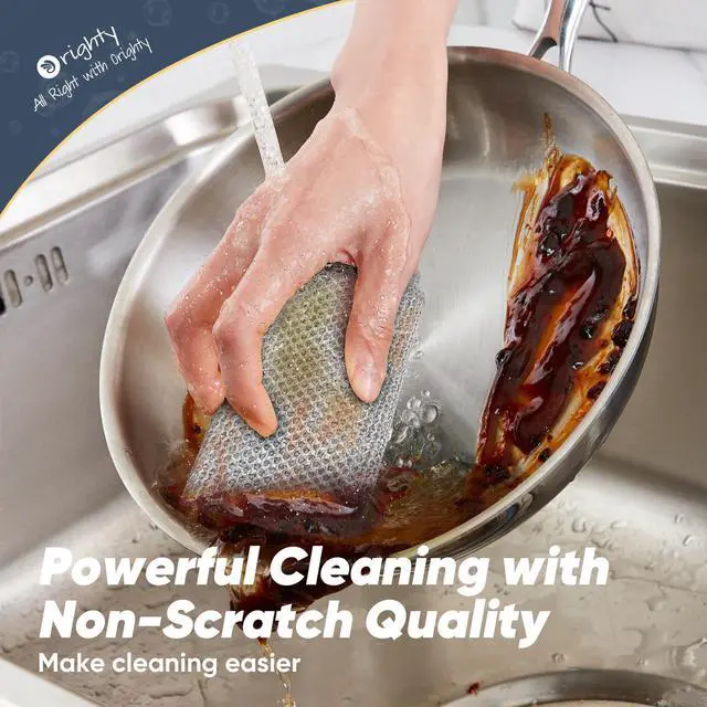 Alt view image 4 of 7 - Multipurpose Wire Dishwashing Rag 12 Pcs, Upgraded Double-Layer Non-Scratch Wire Dish Cleaning Cloths, Reusable Steel Scrubber for Kitchen, Powerful Dishcloth Rag for Cookware, Grey, 7"x8"