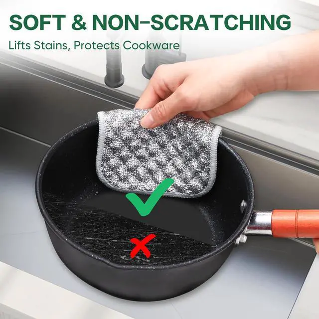 Alt view image 3 of 7 - 12 PCS Five-Layer Non-Scratch Multipurpose Steel Wire Dishcloths, Reusable Quick-Dry Odor-Free Scrub Cloths for Dishes, Kitchen Cleaning Cloths for Cookware, Sinks, Stove