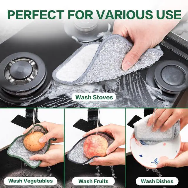 Alt view image 7 of 7 - 12 PCS Five-Layer Non-Scratch Multipurpose Steel Wire Dishcloths, Reusable Quick-Dry Odor-Free Scrub Cloths for Dishes, Kitchen Cleaning Cloths for Cookware, Sinks, Stove