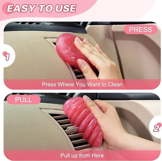 Alt view image 6 of 7 - Car Cleaning Gel for Car Cleaning Putty Car Putty Auto Detailing Tools Car Slime Cleaner Dust Cleaning Gel for Car Cleaning Supplies Car Essentials Car Gifts Car Accessories for Women Pink