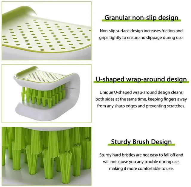 Alt view image 3 of 6 - Car Seat Belt Cleaning Brush, U-Shaped Detailing Tool Double-Sided Bristle Scrubber, Multifunctional Non-Slip Cleaner Brush for Safety Belt Chopsticks Fork Spoon Knives