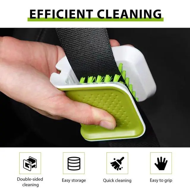 Alt view image 4 of 6 - Car Seat Belt Cleaning Brush, U-Shaped Detailing Tool Double-Sided Bristle Scrubber, Multifunctional Non-Slip Cleaner Brush for Safety Belt Chopsticks Fork Spoon Knives