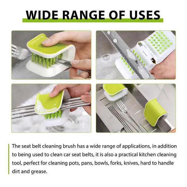 Alt view image 5 of 6 - Car Seat Belt Cleaning Brush, U-Shaped Detailing Tool Double-Sided Bristle Scrubber, Multifunctional Non-Slip Cleaner Brush for Safety Belt Chopsticks Fork Spoon Knives