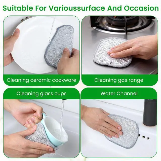 Alt view image 7 of 7 - TIESOME 10Pcs Newly Upgraded Double Side Non Scratch Wire Dishcloths, Reusable Multipurpose Wire Dishwashing Rags for Wet and Dry Round Wire Washing Cloth for Kitchen, Sinks, Pots, Pans(10)