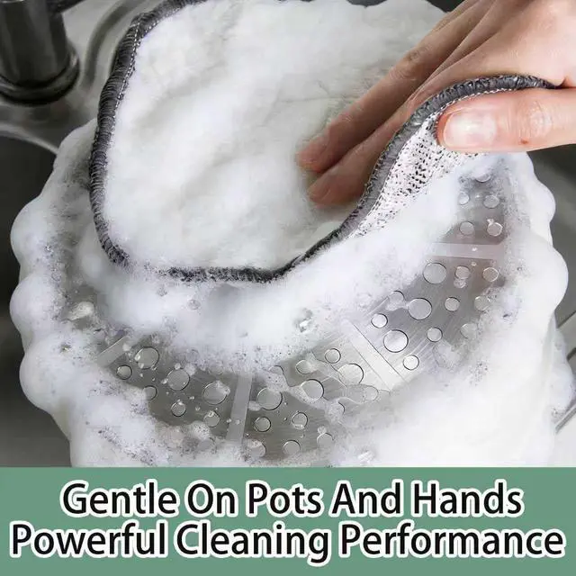 Alt view image 5 of 6 - 10Pcs Double-Sided Thickened Wire Dishwashing Rags - Non Scratch Wire Dishcloth for Wet and Dry & Line Cleaning Cloth for Dishes, Pots, Sinks & Kitchen Surfaces