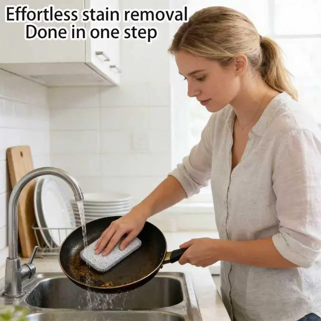 Alt view image 6 of 6 - 10Pcs Double-Sided Thickened Wire Dishwashing Rags - Non Scratch Wire Dishcloth for Wet and Dry & Line Cleaning Cloth for Dishes, Pots, Sinks & Kitchen Surfaces