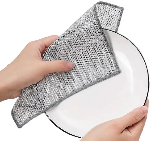 Main image of 10-Pack 7.9-Inch Dual-Layer Metal Mesh Cleaning Cloths - Scratch-Free Kitchen Scrubbers for Dishes & Cookware