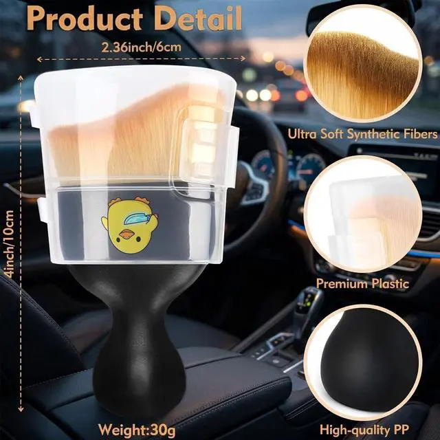 Alt view image 3 of 7 - Highland Cow Car Detailing Brush Soft Bristle Cars Interior Cleaning Brush,Automotive Dust Brushes Cow Car Accessories,for Vehicle Interior Detailing Care Highland Cows Gifts for Women Men