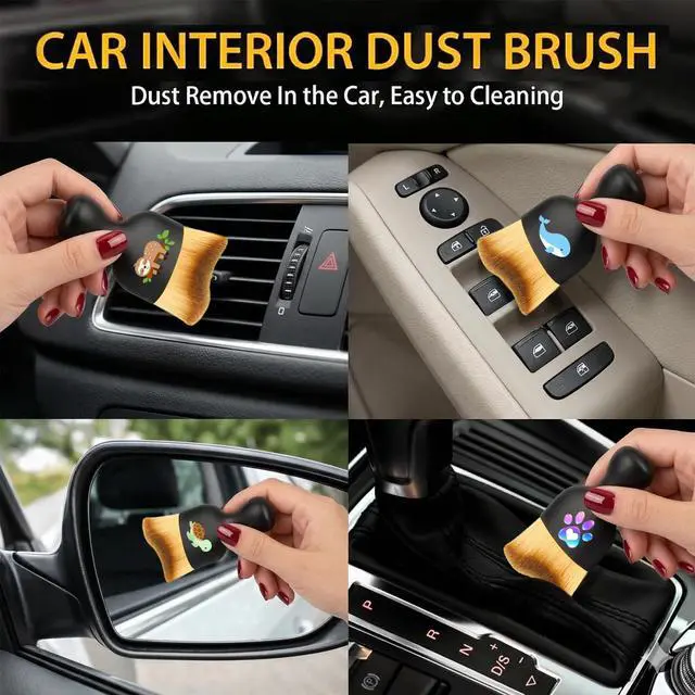 Alt view image 5 of 7 - Highland Cow Car Detailing Brush Soft Bristle Cars Interior Cleaning Brush,Automotive Dust Brushes Cow Car Accessories,for Vehicle Interior Detailing Care Highland Cows Gifts for Women Men