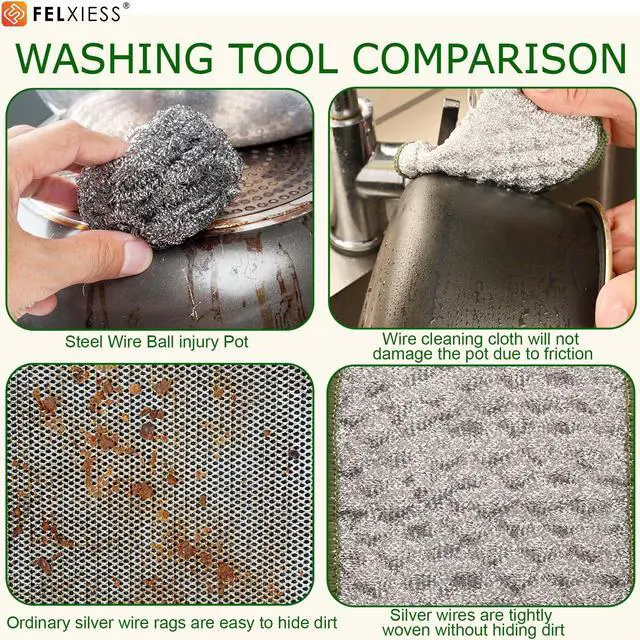 Alt view image 4 of 7 - Cleaning Cloths for Washing Dishes, Microfiber Kitchen Scrubbing Pads with Rich Lather, Non-Scratch Dish Cloths for Pots and Pans(Silver 6Pcs)