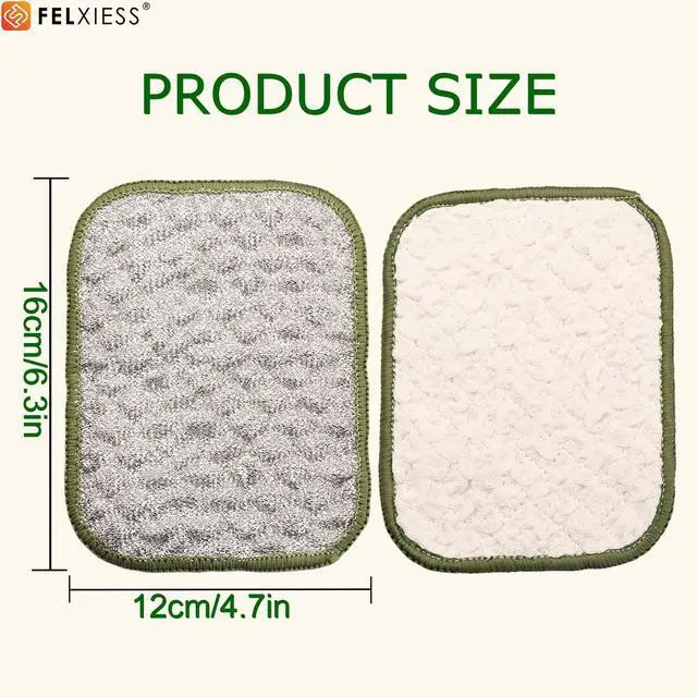 Alt view image 7 of 7 - Cleaning Cloths for Washing Dishes, Microfiber Kitchen Scrubbing Pads with Rich Lather, Non-Scratch Dish Cloths for Pots and Pans(Silver 6Pcs)