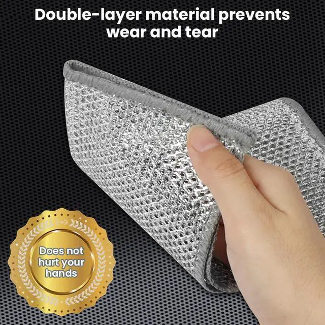 Alt view image 4 of 7 - 12 PCS Non Scratch Wire Dishcloth, Multipurpose 2-Layer Metal Dish Cloth, Wire Mesh Cleaning Cloth for Wet & Dry Use, Wire Dishwashing Rag for Cookware, Dishes, Sinks, Stove Tops, 7.87 x 7.67